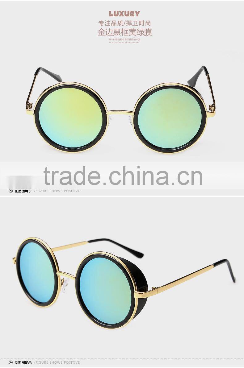 New product high quality Retro round sunglasses with color film