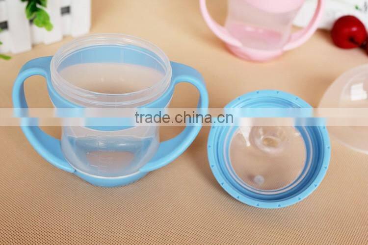 Plastic baby infant training water cup with double handle Baby Training Water Drinking Bottle