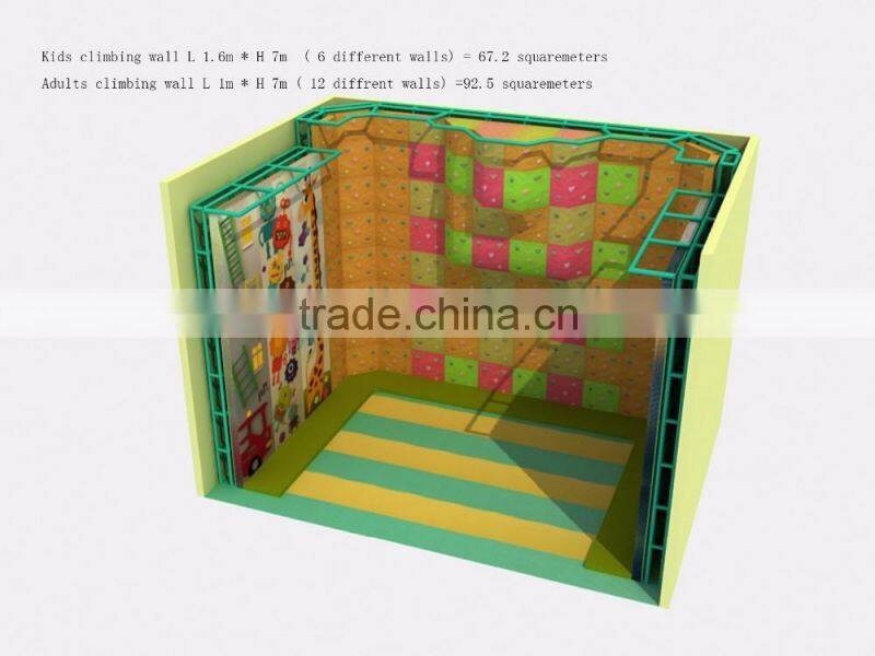 Comprehensive themed amusement playground rock climbing wall
