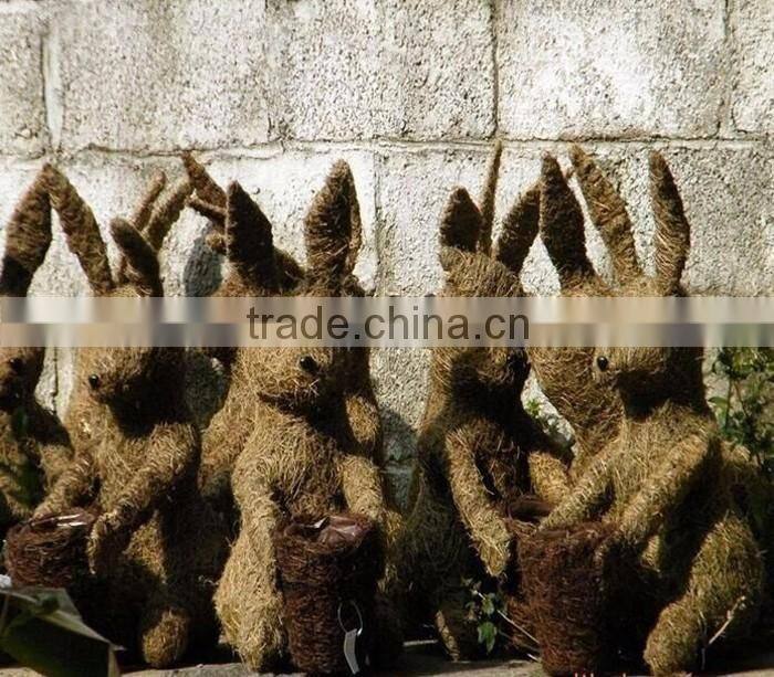 Decrative handmade plant fiber animal shape garden planter