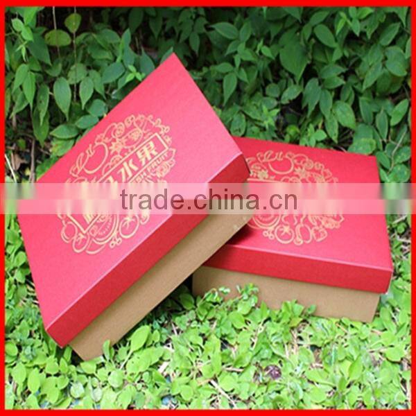 Accept Customized Craft Red Durable Kraft Paper Fruit Storage Box