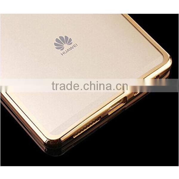 C&T Ultra Slim Metal Plating Frame Clear Soft Gel TPU Silicone Back Cover for Huawei Ascend Mate 8