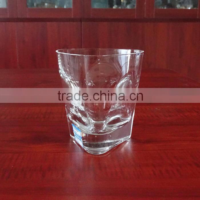 9oz unique handblown triangle shaped glass whisky cup