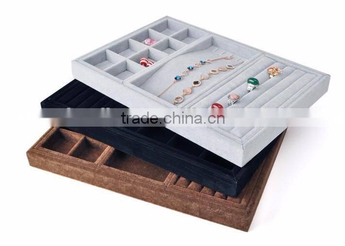 China manufacturer cheap price jewelry tray display stackable velvet