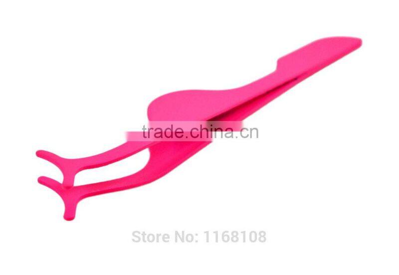 Hot Sale Practical Plastic False Eyelashes Extension Applicator Remover Clip Tweezer Nipper Tool Pink
