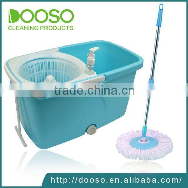 Moveable multifunction spin magic super mop with outfall water drainage soap dispenser