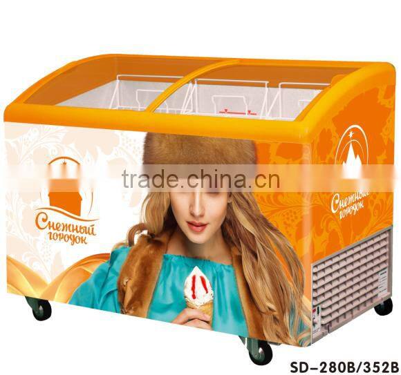 Curved Door Ice Cream Showcase freezer ice cream freezer display freezer