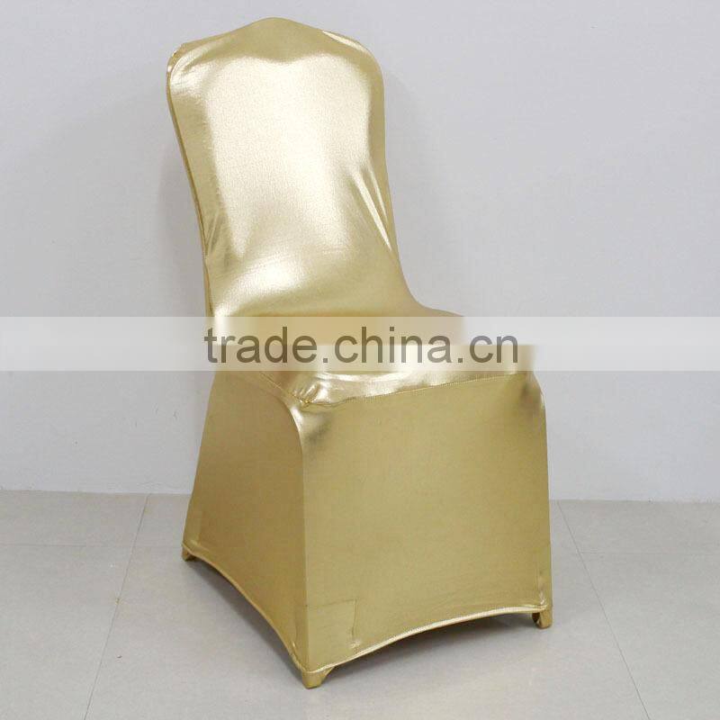 hot selling fatory direct gold metallic chair cover for banquet chairs