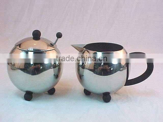 stainless steel roud mirror finish sugar and milk pot