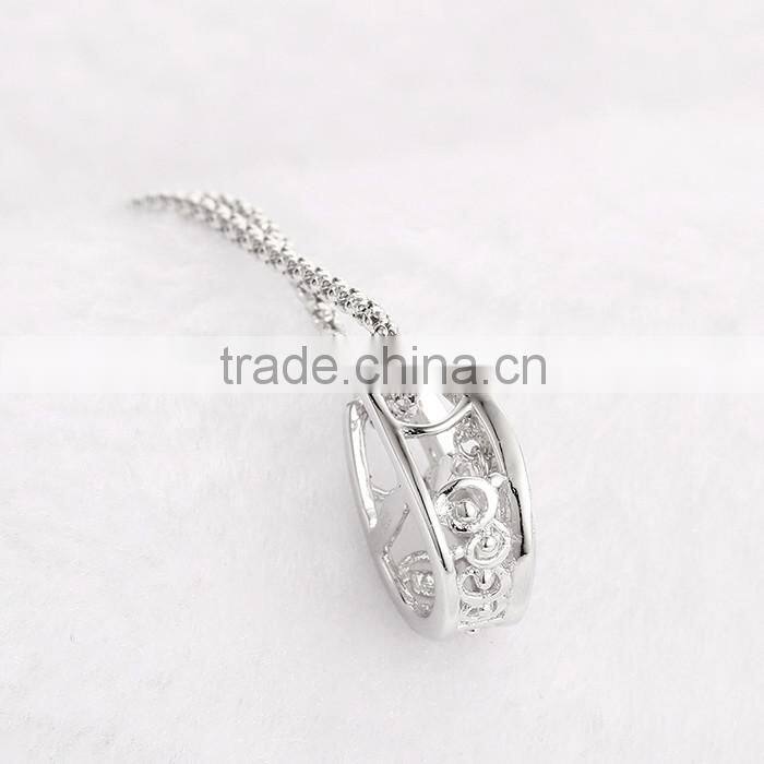 925 Sterling Silver Horse Shoe Shape Dancing Stone Pendant Necklace Jewelry SPG900W