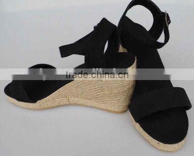 Shoes imported from china women high heel shoes wedge shoes rope soled shoes