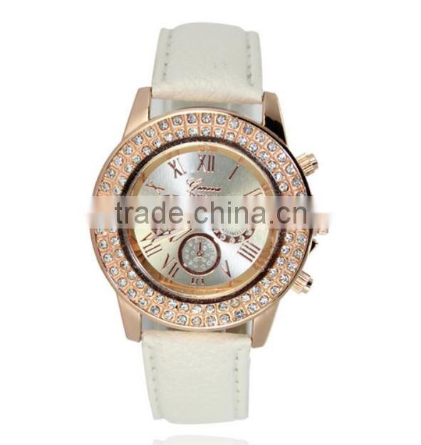 wholesale fashion leather pink quartz women watches ladies