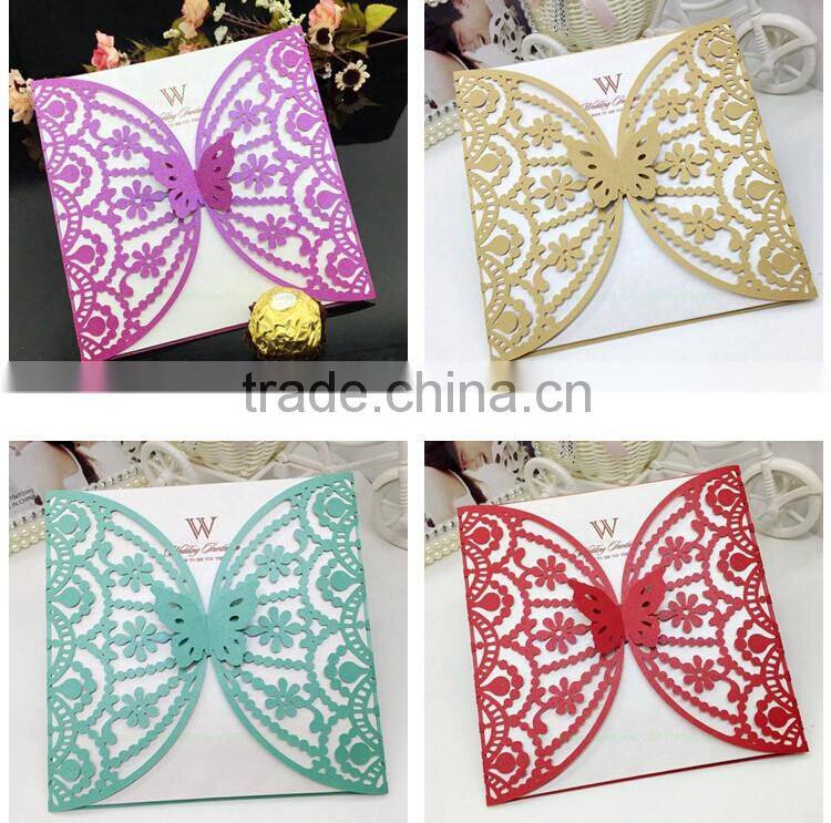 Elegant unique wedding invitations with butterfly