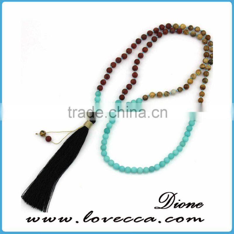 Hot sale handmade wooden multicolor gemstone necklaces pendant for lady