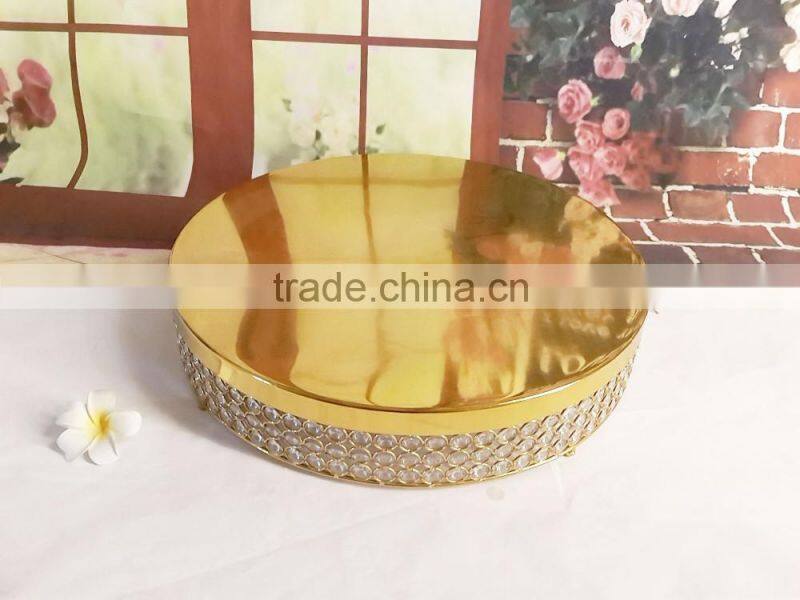 2016 hot sale in alibaba gold crrystal bead + metal cake stand for wedding decoration