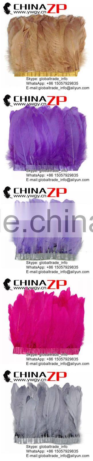 ZPDECOR No.1Feather Supplier in China Goose Feather Size 15-20 cm Beige Feather Trimming Fringe