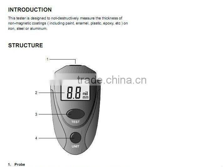 Digital LCD Coating Thickness Gauge Car Painting Thickness Tester Paint Thickness Meter