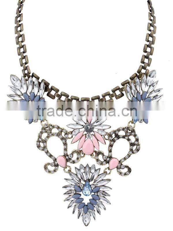 New Luxury Multicolor Flower Vintage Choker Collar Pendant Statement Necklace Women Fashion Necklaces for Women 2014