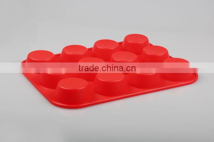 12 cup baking utensils novelty round silicone chistmas cake moulds