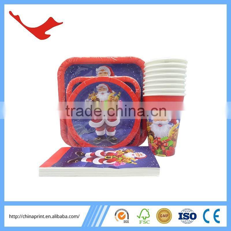 006 FDA standard printed disposable tableware for christmas party