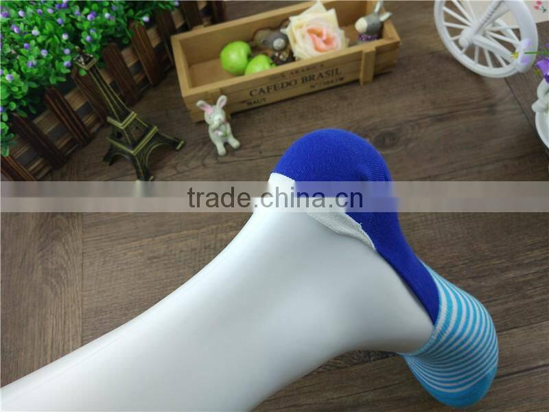 New product colorful classical style blue stripe 100% cotton plain boat socks