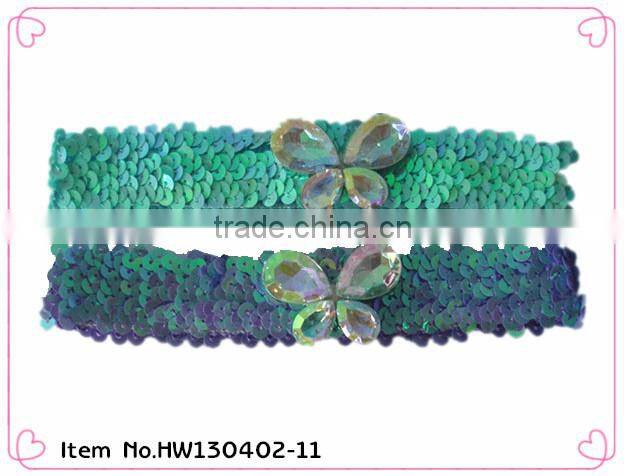 Cotton headband,sequin flowers hairband,silk flowers elastic heaband