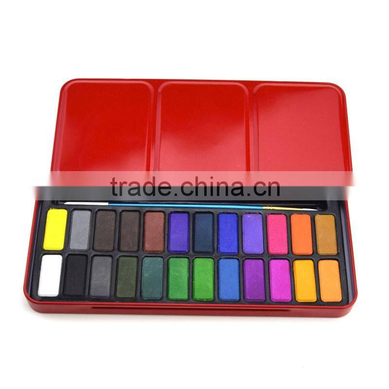 Good quality popular safe for kids watercolor painting 24 color watercolor paint set
