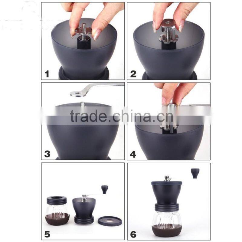 Mini Hand-Crank Coffee Bean Grinder Manual Coffee Grinding Mill 120g With Brush & Lid - Brown