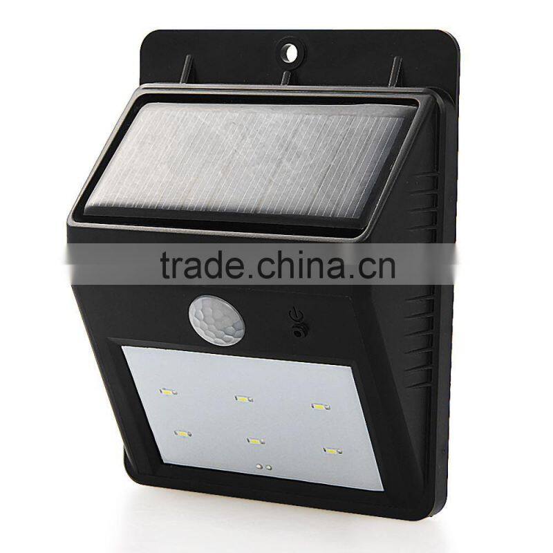 6 LED Solar Power PIR Motion Sensor Wall Light Outdoor Waterproof Garden Lamp