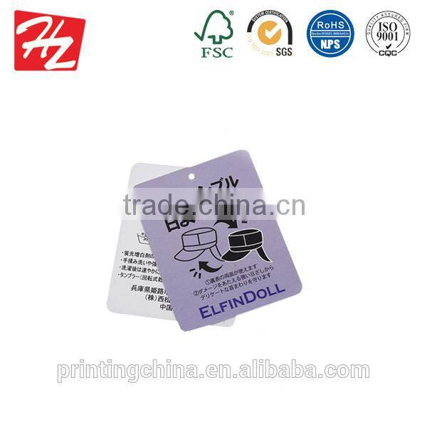 Brand lead china custom printing folded paper hang tags for wholesales