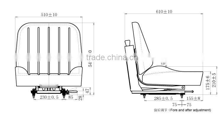 Universal Tractor Seat /Machinery Suspension Agricultural Driver seat /High Quality PVC Seat With Safety Belt YHG-01