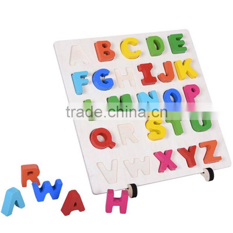 Wooden Educational toy English Alphabet digital learning puzzle wood letters figures for preschool kids