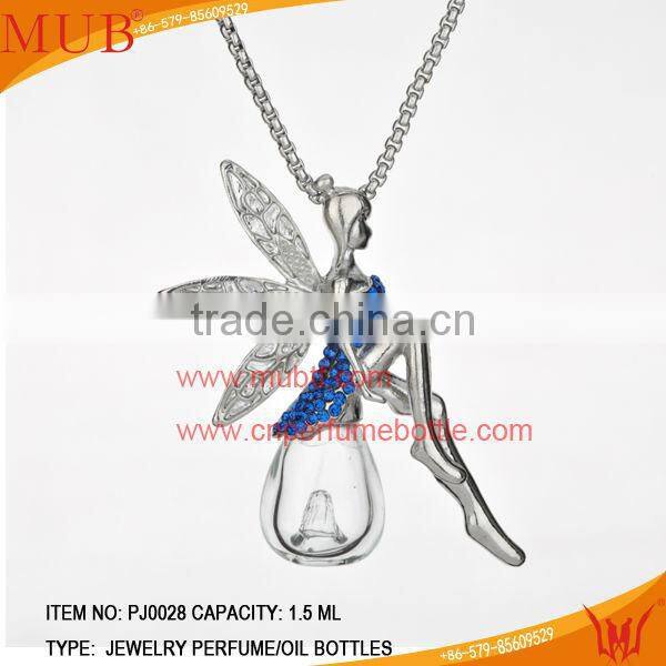 Angel Jewelry Pendant Glass Perfume Bottle Jewelry Necklace For sale