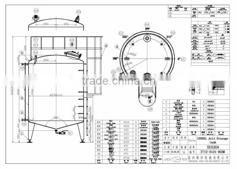 Factory supply 100L to 30000L large capacity sanitary high quality water storage tank