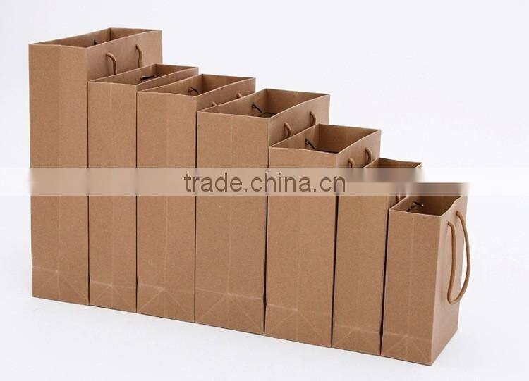 Cheap brown printed logo brown kraft paper bag with twisted paper handle