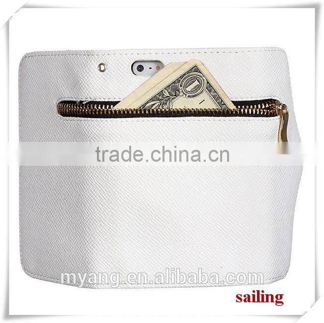 Wholesale Luxury Zippered Leather Wallet Flip Case For Apple iphone 6 With Corsair, eather Wallet Flip Case For iphone 6