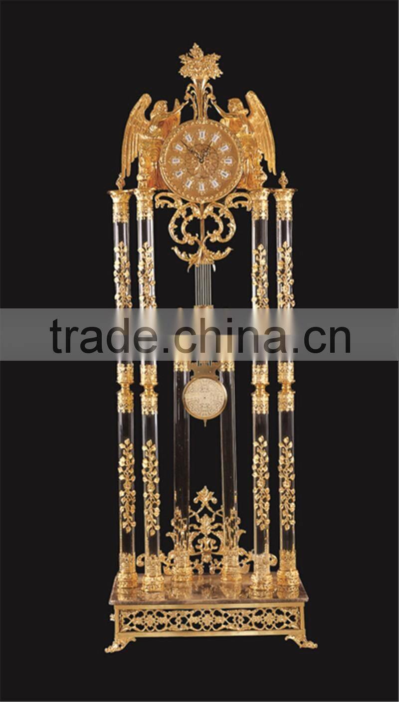 European Classic Style Bronze Mounted Floor Clock, Brass With 24K Gold Plated Angels Clock , Bronze Mounted Art