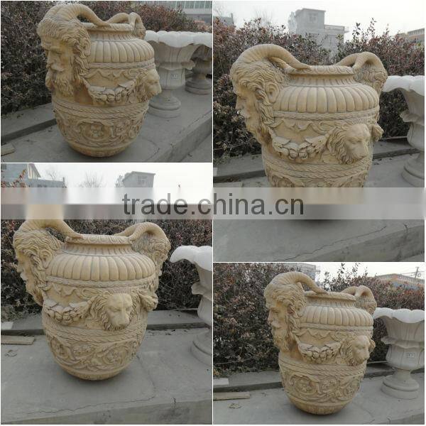Natural Stone Pedestal with Lion Head