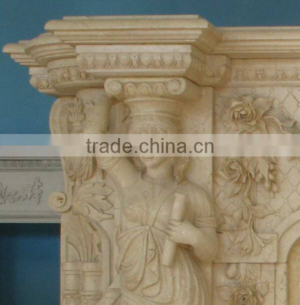 French Style Marble Fireplace Mantel with Lady Statue