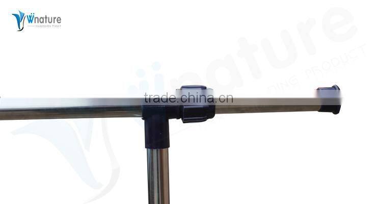 Stainless Steel Adjustable Telescoping Vertical and Horizontal Bars Double Rails Rolling Clothing Rack and Garment Rack