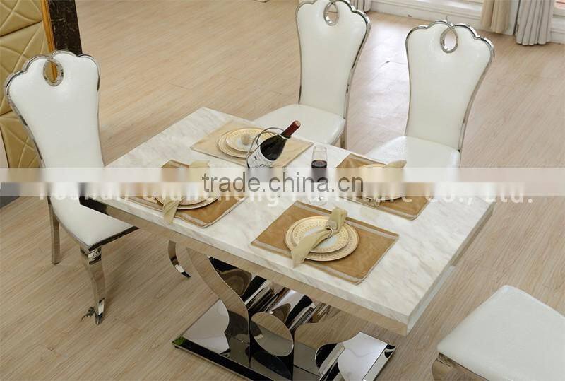 hot cake marble dining table with strong stainless steel base