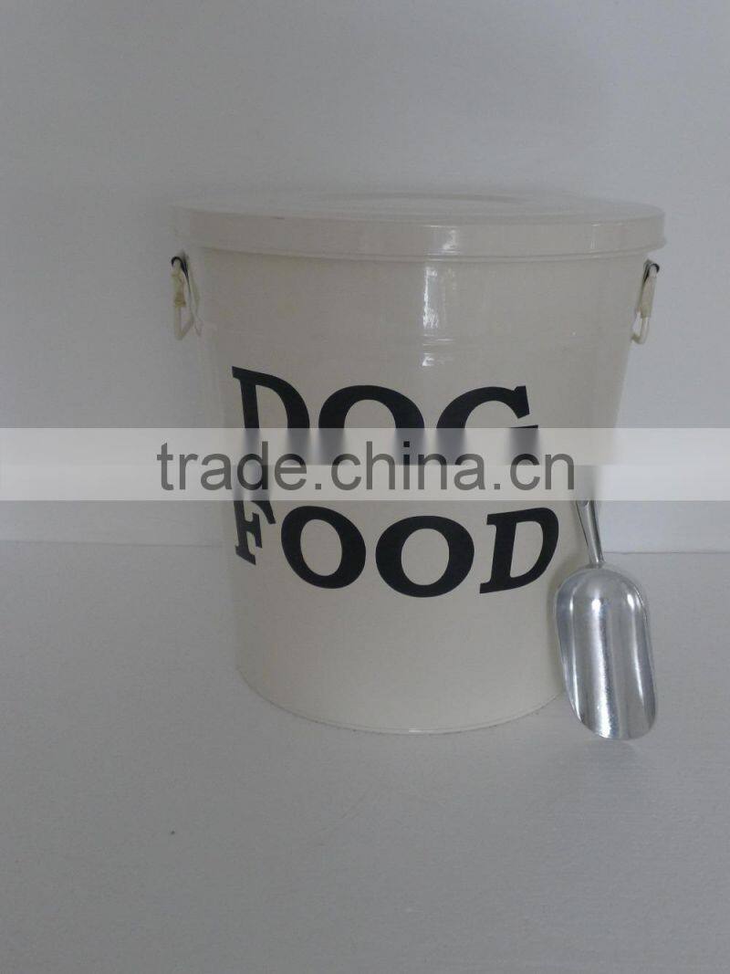 LARGE DOG FOOD CONTAINER with Scoop FOR PET Feeder Metal Tightly lid Storage Bin