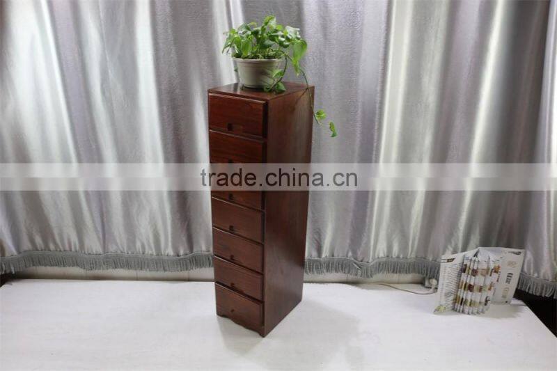 Brown color wood cabinet with many drawers