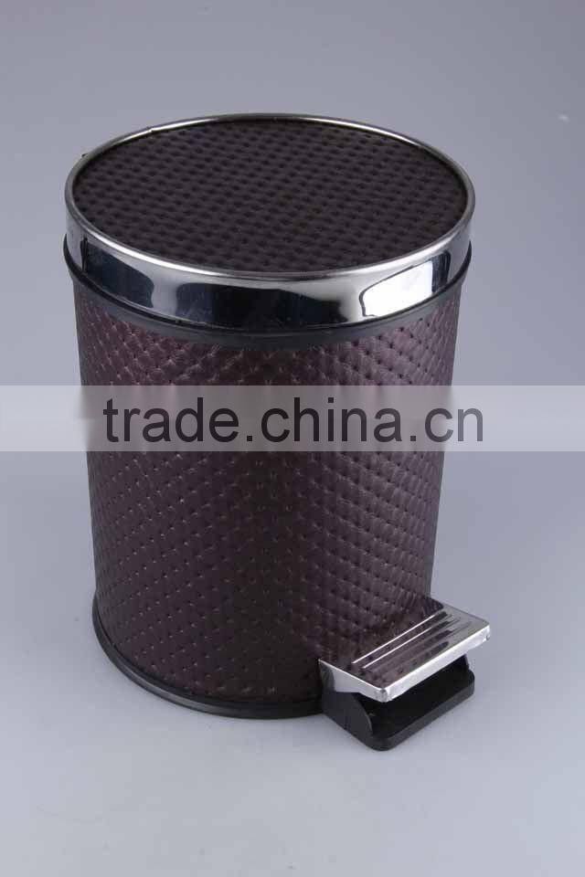 Printed Plastic Trash Can Stainless Steel Pedal Rubbish Bin Household Garbage Can