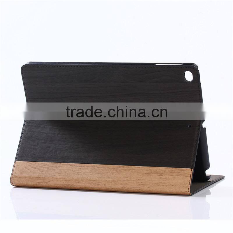Nature wood grain PU card bumper/pocket cell phone case for Ipad
