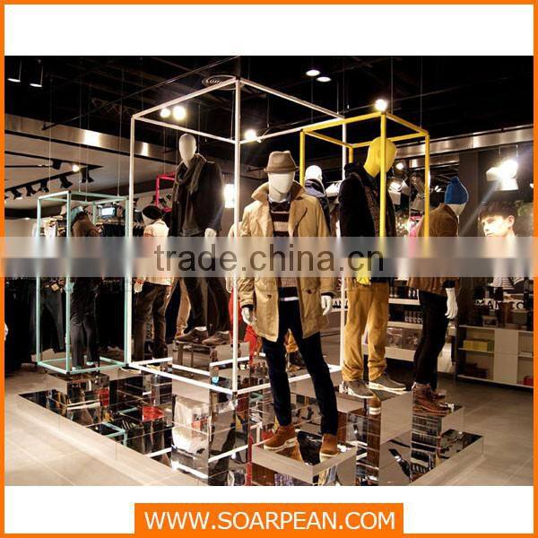 Metal frame and display stand for boutique window display ideas