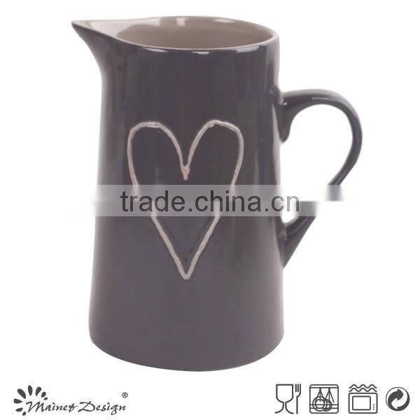 Wholesale ceramic water jug for home decorationm,embossed stoneware water jug