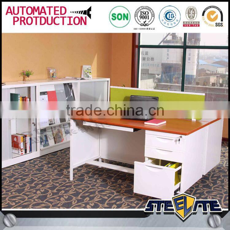 Luoyang steel office furniture computer desk, desktop computer table with a small cabinet and drawer