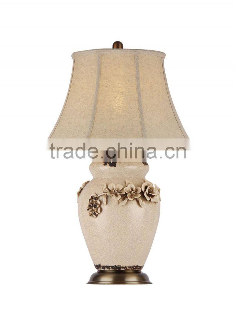BISINI Luxury Flower Carving Ceramic Table Lamp