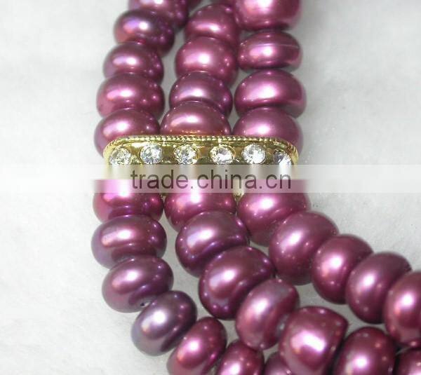 8-9mm button shape lavender freshwater pearl bracelet